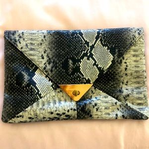 Faux black and grey snakeskin clutch